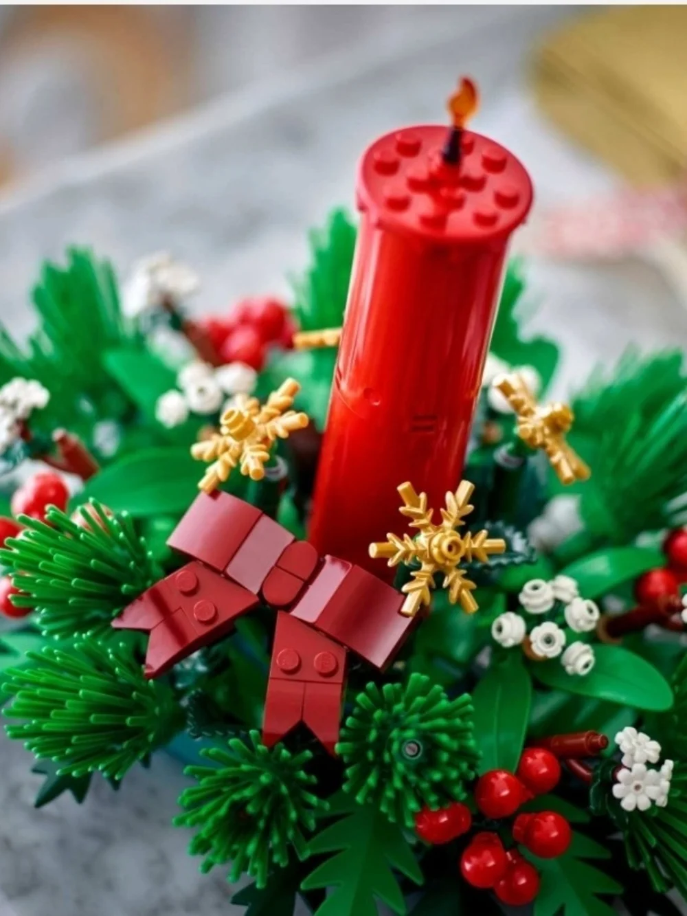 Lego Red Candle Holiday Wreath Centerpiece
